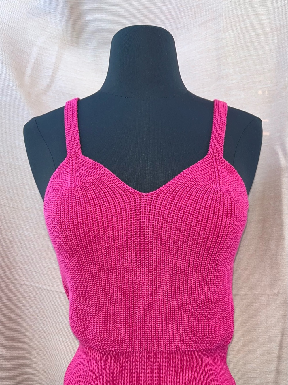 Kroshetta by Papillon Fuchsia Ribbed Knit Tank Size Medium 100% Cotton